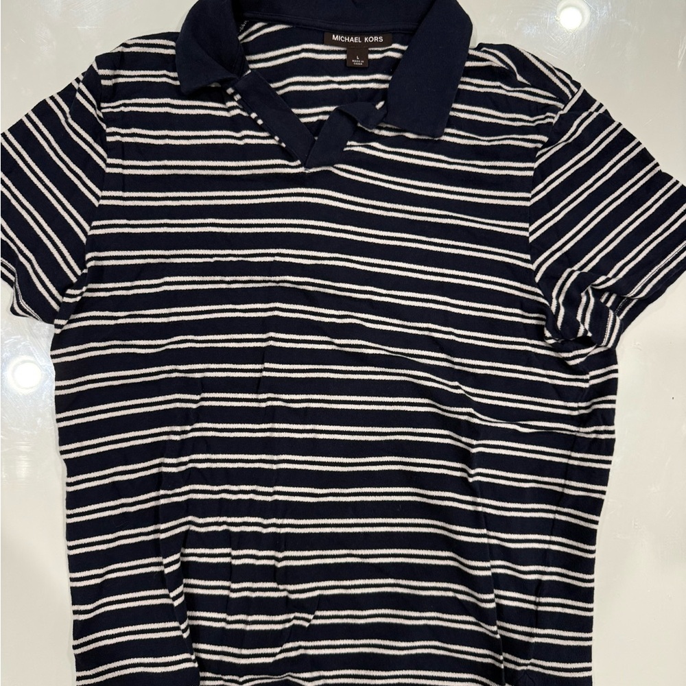 Michael Kors Kids Polo in Navy and White Stripes